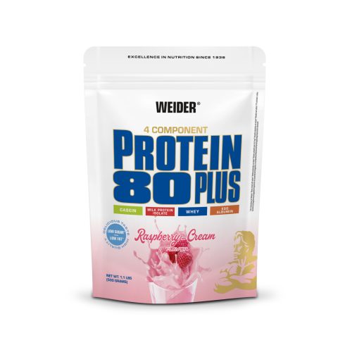 Weider Protein 80 Plus fehérjepor - 500 g málna-tejszín