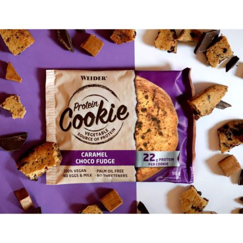 Weider Protein Cookie 90 g vegán fehérje süti karamella-csoki 12 db
